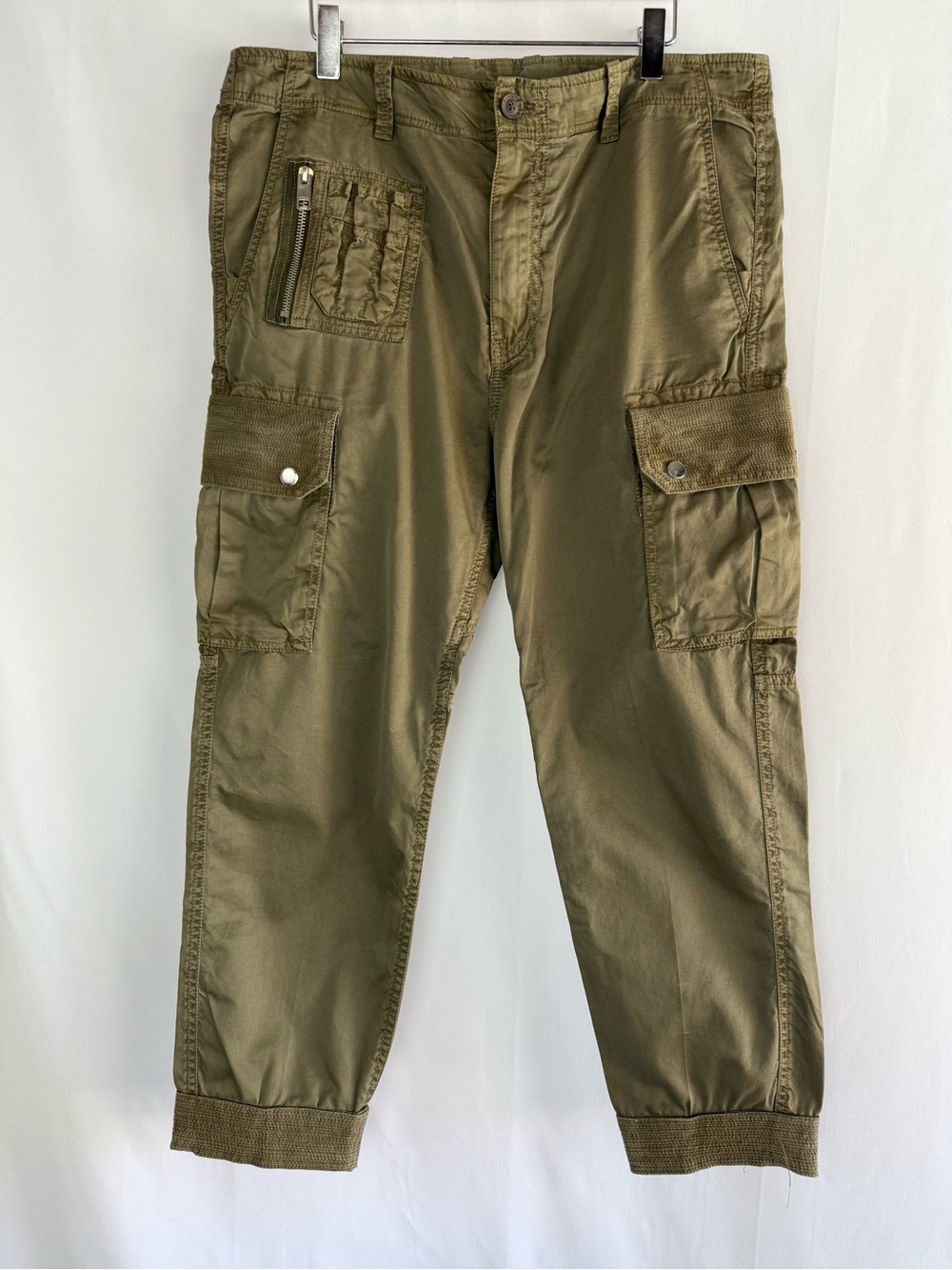 Diesel Men's Olive Cargo Pants with Zip Pocket